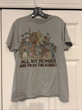 Sesame Street Graphic Tee - Gray "All My Homies Are From The Street"